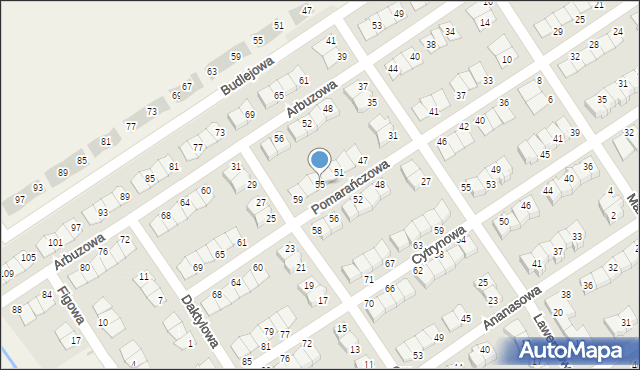 Skórzewo, Pomarańczowa, 55, mapa Skórzewo