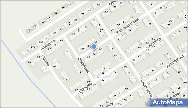 Skórzewo, Pomarańczowa, 64, mapa Skórzewo