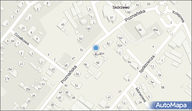 Skórzewo, Poznańska, 60, mapa Skórzewo