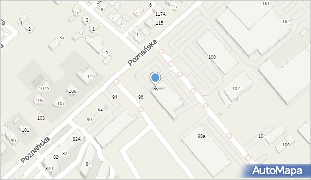 Skórzewo, Poznańska, 98, mapa Skórzewo