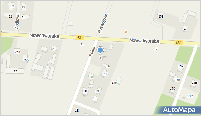 Skrzeszew, Polna, 1, mapa Skrzeszew