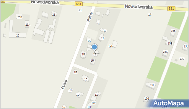 Skrzeszew, Polna, 1S, mapa Skrzeszew