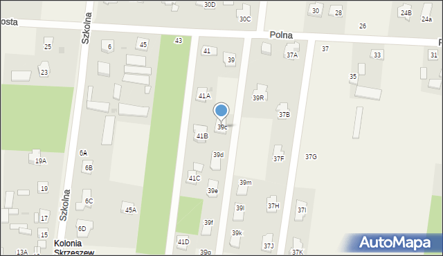 Skrzeszew, Polna, 39c, mapa Skrzeszew
