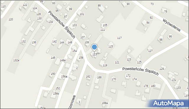 Skrzyszów, Powstańców Śląskich, 113, mapa Skrzyszów