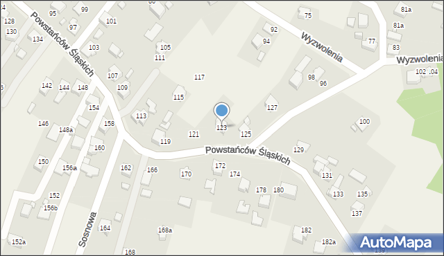 Skrzyszów, Powstańców Śląskich, 123, mapa Skrzyszów