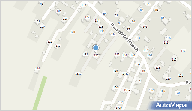 Skrzyszów, Powstańców Śląskich, 136, mapa Skrzyszów