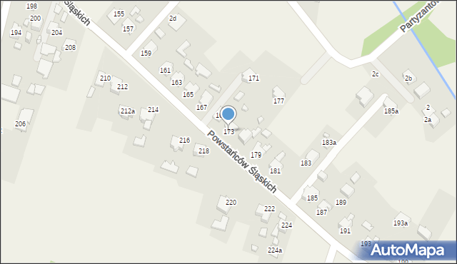 Skrzyszów, Powstańców Śląskich, 173, mapa Skrzyszów