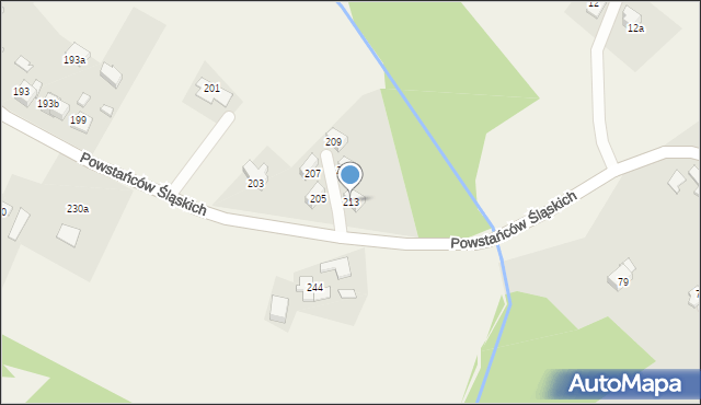 Skrzyszów, Powstańców Śląskich, 213, mapa Skrzyszów