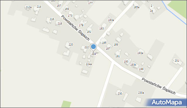 Skrzyszów, Powstańców Śląskich, 224, mapa Skrzyszów