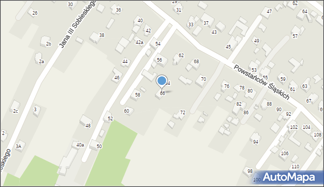 Skrzyszów, Powstańców Śląskich, 66, mapa Skrzyszów