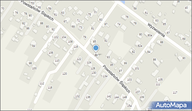 Skrzyszów, Powstańców Śląskich, 89, mapa Skrzyszów