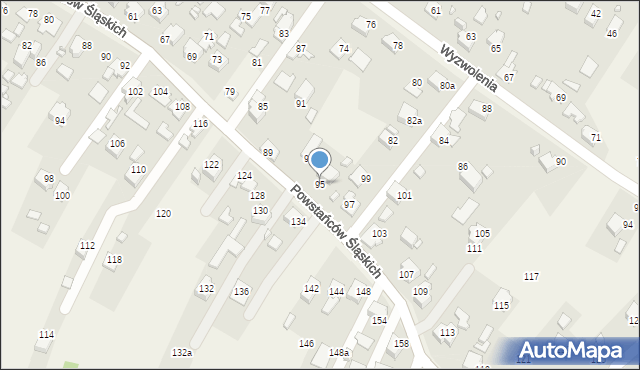 Skrzyszów, Powstańców Śląskich, 95, mapa Skrzyszów