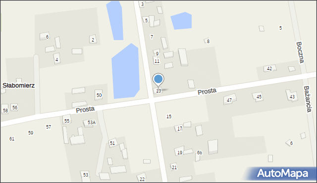 Słabomierz, Poprzeczna, 13, mapa Słabomierz