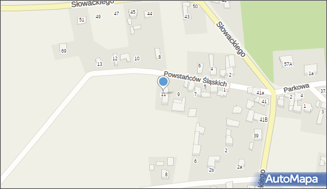 Sławików, Powstańców Śląskich, 11, mapa Sławików