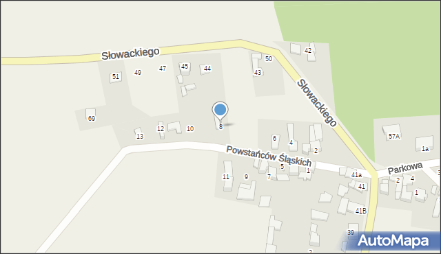 Sławików, Powstańców Śląskich, 8, mapa Sławików