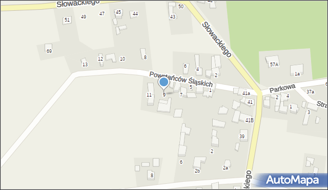 Sławików, Powstańców Śląskich, 9, mapa Sławików