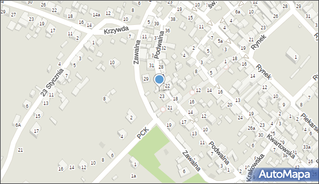 Sławków, Podwalna, 25, mapa Sławków