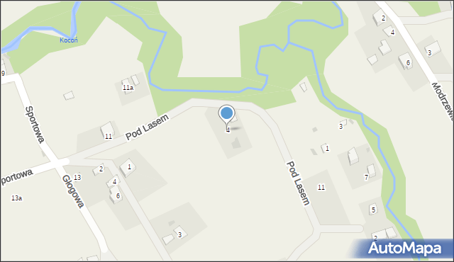 Ślemień, Pod Lasem, 4, mapa Ślemień