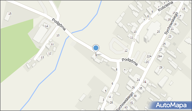 Śliwice, Podgórna, 9, mapa Śliwice