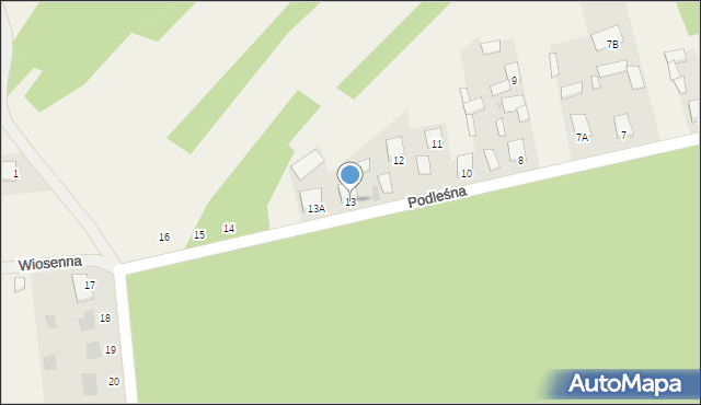 Słomiana, Podleśna, 13, mapa Słomiana