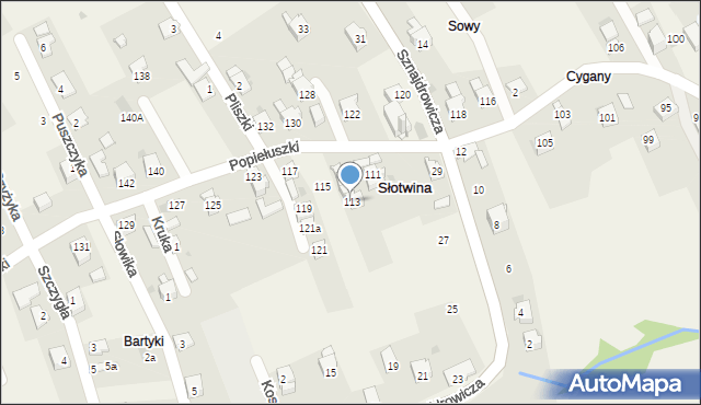 Słotwina, Popiełuszki Jerzego, bł. ks., 113, mapa Słotwina