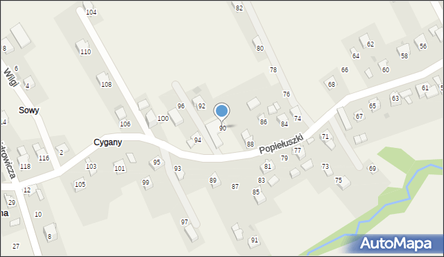 Słotwina, Popiełuszki Jerzego, bł. ks., 90, mapa Słotwina