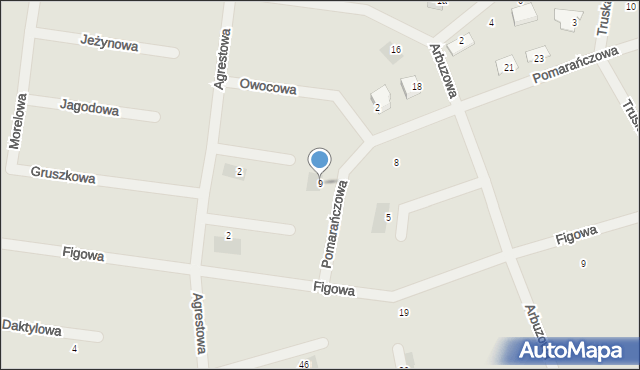 Słubice, Pomarańczowa, 9, mapa Słubice