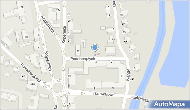 Słupsk, Podchorążych, 8, mapa Słupska
