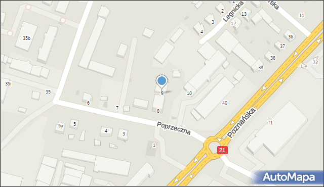 Słupsk, Poprzeczna, 9, mapa Słupska