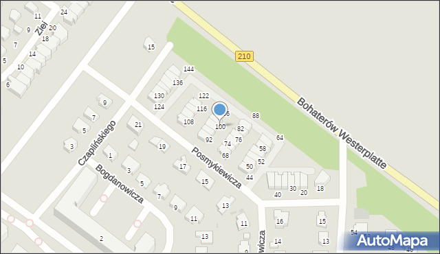 Słupsk, Posmykiewicza Jana, 100, mapa Słupska