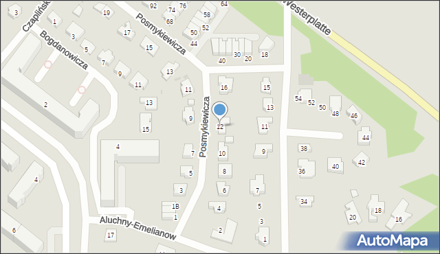 Słupsk, Posmykiewicza Jana, 12, mapa Słupska