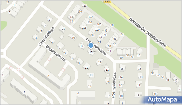 Słupsk, Posmykiewicza Jana, 15, mapa Słupska