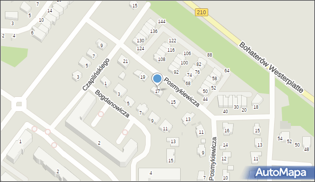 Słupsk, Posmykiewicza Jana, 17, mapa Słupska