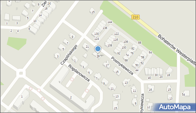 Słupsk, Posmykiewicza Jana, 19, mapa Słupska