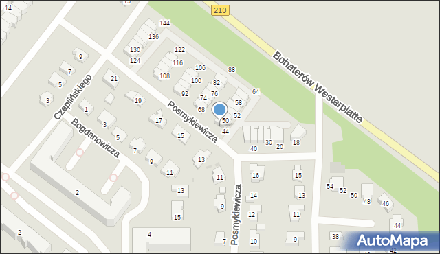 Słupsk, Posmykiewicza Jana, 46, mapa Słupska