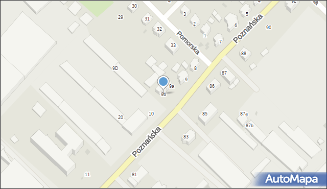 Słupsk, Poznańska, 9b, mapa Słupska