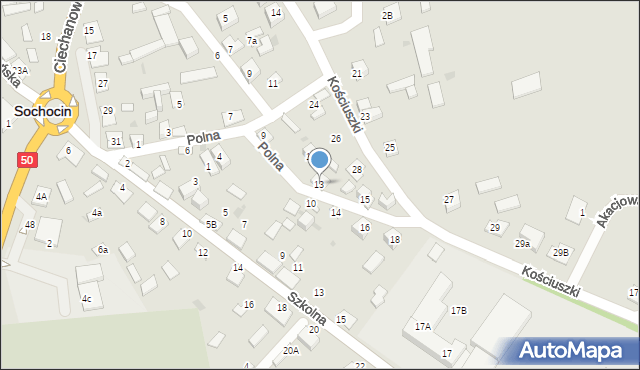 Sochocin, Polna, 13, mapa Sochocin