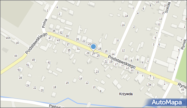 Sokołów Małopolski, Podstawskiego Piotra, płk., 27, mapa Sokołów Małopolski