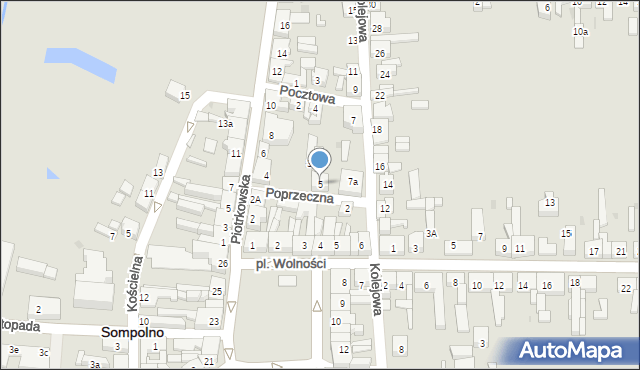 Sompolno, Poprzeczna, 5, mapa Sompolno