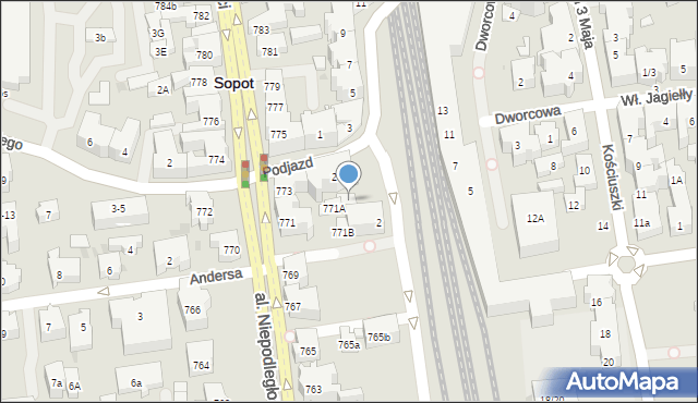 Sopot, Podjazd, 2B, mapa Sopotu