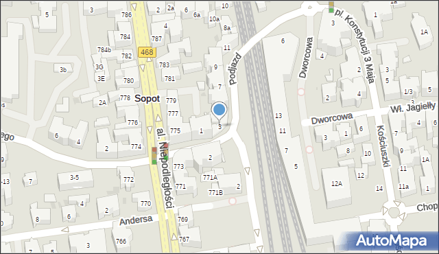 Sopot, Podjazd, 3, mapa Sopotu