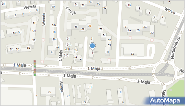 Sosnowiec, Pogotowia, 1, mapa Sosnowca