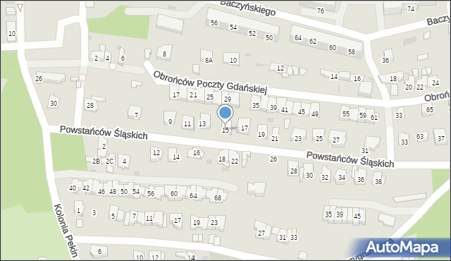 Sosnowiec, Powstańców Śląskich, 15, mapa Sosnowca