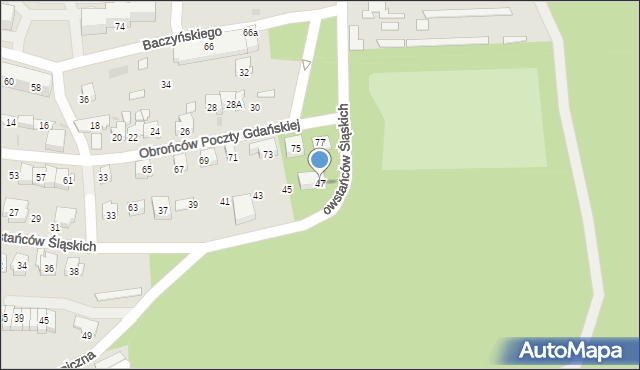 Sosnowiec, Powstańców Śląskich, 47, mapa Sosnowca