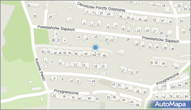 Sosnowiec, Powstańców Śląskich, 66, mapa Sosnowca