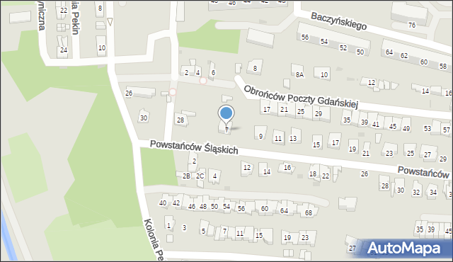 Sosnowiec, Powstańców Śląskich, 7, mapa Sosnowca