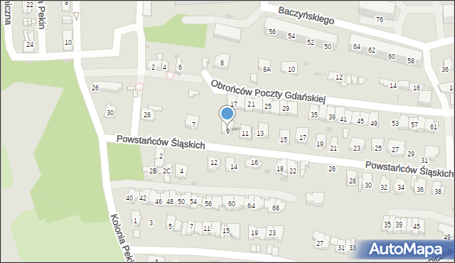 Sosnowiec, Powstańców Śląskich, 9, mapa Sosnowca