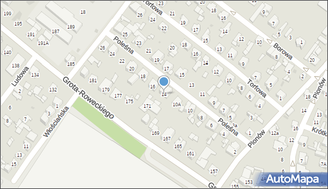 Sosnowiec, Poleśna, 14, mapa Sosnowca