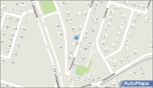 Sosnowiec, Podgórna, 20, mapa Sosnowca
