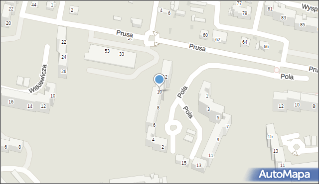 Sosnowiec, Pola Wincentego, 10, mapa Sosnowca